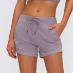 Drawstring Loose Fit Naked-feel Fabric crop with Pockets