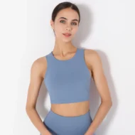 Solid Cross Back Workout Bra - Image 2
