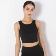 Solid Cross Back Workout Bra - Image 3