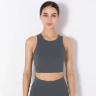 Solid Cross Back Workout Bra - Image 5