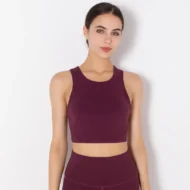 Solid Cross Back Workout Bra - Image 6