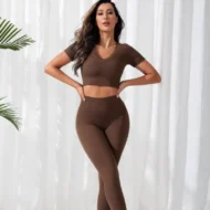 2 Piece Ribbed Crop Tank High Waist Leggings