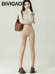 High-Grade Fleece PU Leather Leggings - Image 4